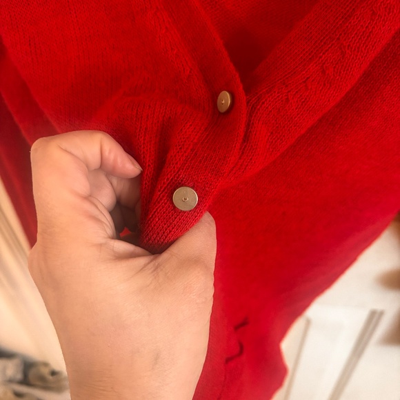 J.Crew red wool alpaca cardigan with silver diamond buttons *accepting offers - Picture 6 of 8